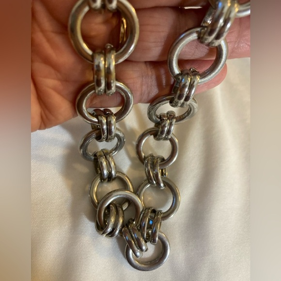 Chunky Silver Tone Chain Link Necklace - Picture 7 of 8